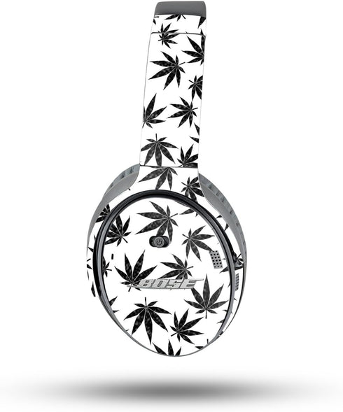MightySkins Glossy Glitter Skin for Bose QuietComfort 35 II Headphones - Pot Leaves Black | Durable High-Gloss Finish