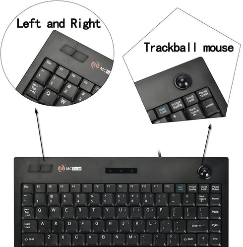 MCSaite Wired Trackball Keypad, Keyboard and Roll Mouse Combo for PC Laptop, US English Layout, Black