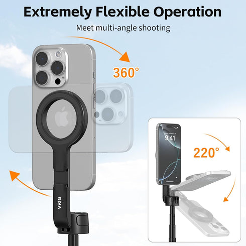 VRIG Select 17 16 15 14 13 12 VRIG Magnetic Selfie Stick Tripod for iPhone with Bluetooth Remote, Extendable Phone