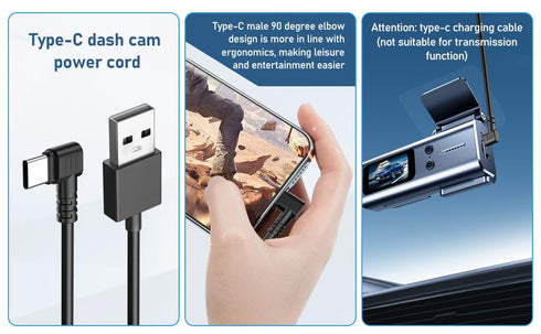 Dash Cam Charging Power Cable, USB-C Car Charging Cable, Mini Type-C Charging Cable for Dash Cam/Camera