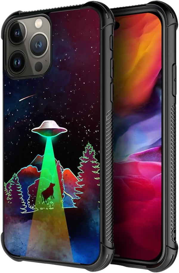 ZHEGAILIAN Aliens Hijack Bull Case for iPhone 15 Pro Max, 6.7" Soft TPU Bumper with UNBreak Reinforced Corners.