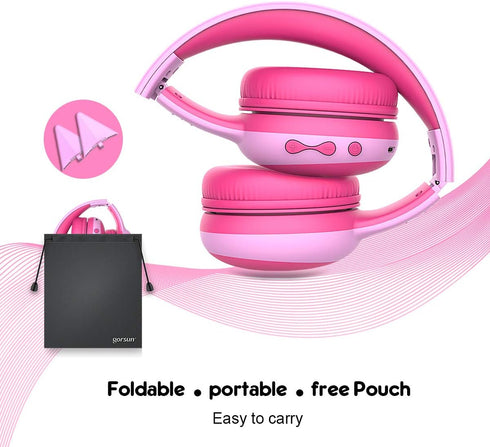 gorsun Bluetooth Kids Headphones with Microphone, 85dB Volume Limited Hearing Protection, Stereo Over-Ear Headphones