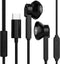 Maeline USB C Headphone - Wired Earbuds with Microphone, Noise Canceling in-Ear Headset for Computers, Black