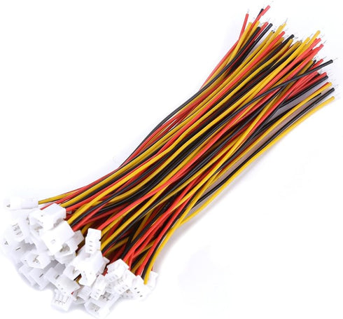 JST Angle Connectors, 1.25MM 2-Pin / 3-Pin Male Female Connector Plug with Wires, Pack of 20 (3 Pin)