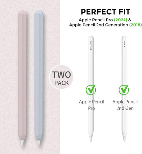 AhaStyle Silicone Case for Apple Pencil 2nd Generation & Apple Pencil Pro (2024) Sleeve Skin Ultra Thin Apple Pencil Protective Cover Compatible with Magnetic Charging and Double Tap (Blue, Pink) by AHASTYLE
