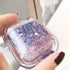 SGVAHY Clear Airpods Case with Keychain - Purple, Soft Silicone, Wireless Charging, Shockproof, Cute Bling Quicksand