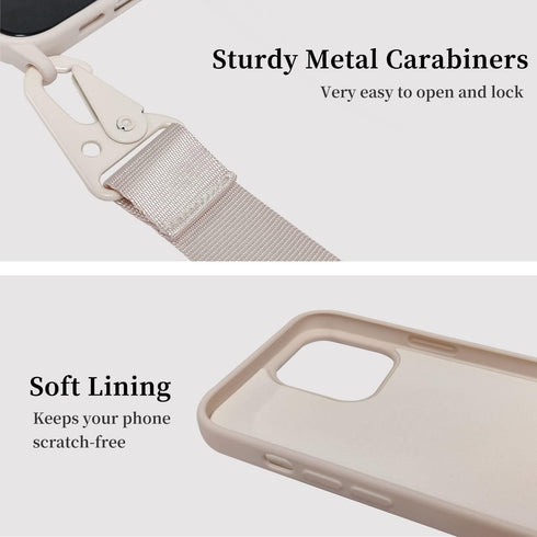 Compatible with iPhone 15 Pro Max Case with Lanyard, Adjustable Shockproof Drop Protection Silicone Phone Cover for