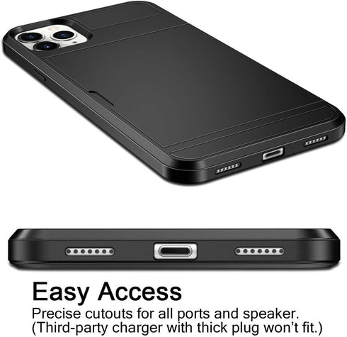 Vofolen Case for iPhone 11 Pro Max - Wallet with Credit Card Holder Slot, Dual Layer Hybrid Bumper Armor, Black