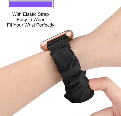 Compatible for Fitbit Charge 6 Band, Fabric Elastic Scrunchie Elastic Women Cute Replacement Straps Compatible for Fitbit Charge 6 / Charge 5 Fitness Tracker