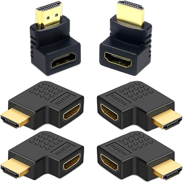 6Pack 3D and 4K HDMI Angled Adapter Combo, 2 Pcs 90 and 270 Degree, 4 Pcs Vertical Flat HDMI Adapter