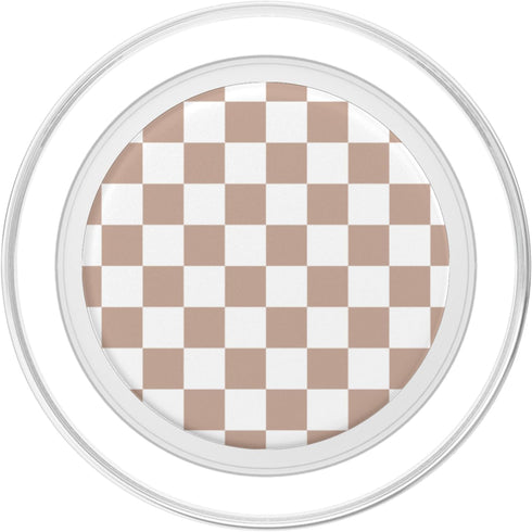 Checkerboard PopSockets PopGrip for MagSafe - Brown and White Checkered Pattern