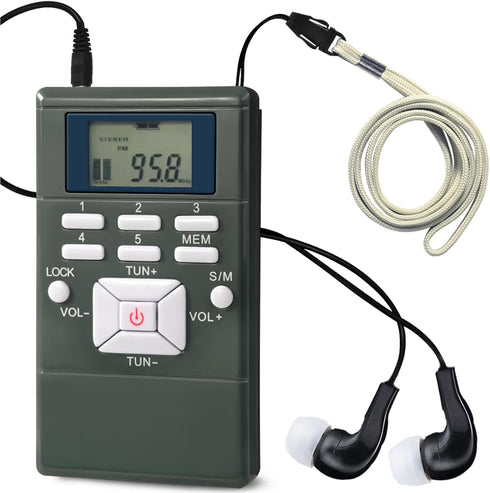 ZHIWHIS Mini Portable FM Radio, Stereo LCD Digital Display Tuning Pocket Walkmen Transistor