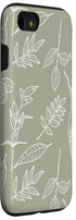 iPhone SE (2020) / 7 / 8 Case Leaves Botanical Flower Plant Line Art Sage Green
