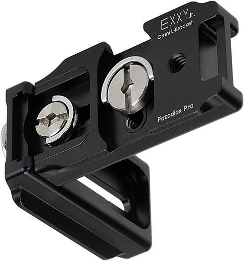 Fotodiox Exxy Omni Jr. Universal L-Bracket for Smaller Mirrorless Cameras, All Metal Black Hand Grip for Quick Releases