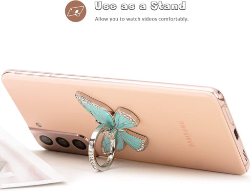 Doflyesky 360 Butterfly Cell Phone Ring Grip Holder, Degrees Rotation Phone Ring Grip Stand, Metal Finger Kickstand