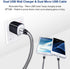 6FT Fast Charger Micro USB Cable & 2.1A Dual Wall Charger for LG Stylo 2/3, G3/G4, K30/K20 Plus, Kindle Fire 7/8/10.