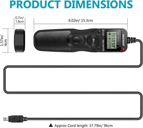 Neewer Digital Timer Remote Shutter Release Trigger for Nikon D90 D600 D610 D3100 D3200 D3300 D5000 D5100 D5200 D5300
