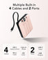 VRURC 22.5W 10000mAh Pack 17 16 S26 S25 Pink(1 Pack) Portable Charger for iPhone Built-in Cables, USB C Fast Charging