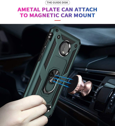Moto Z4 Case - Military Grade Shock-Absorption Bumper Cover with Anti-Scratch Protection, Teal Ring Mount