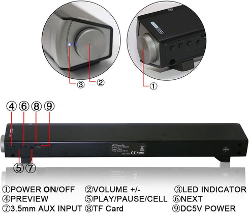 TOPROAD Portable Bluetooth Speaker - Wireless Speaker with Loud HD Sound, Bluetooth 5.0, Built-in Mic