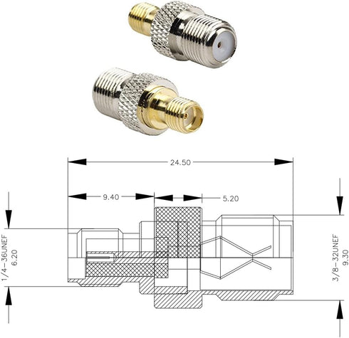 F Type to SMA Male Female Coax Connector Coaxial Adapter - 2 Sets, 6 Pcs