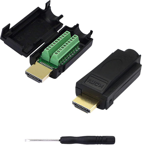 SinLoon 2 Pack HDMI Solderless Adapter, Gold Plated HDMI Extension Cable Connector, Signals Terminal Breakout Board