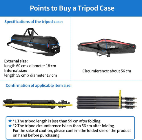 HEMMOTOP 25.6x7in -R06518 Tripod Bag, Tripod Carrying Case Heavy Duty with Two Zippered Pockets, All Sides Thick Padded