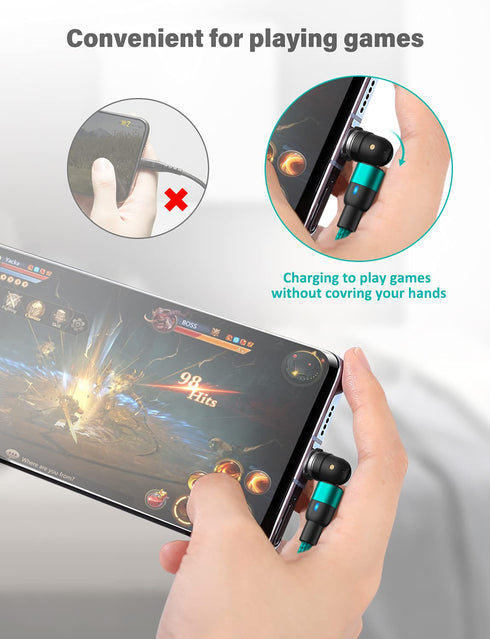 Magnetic Charging Cable, 4Pack (3.3ft/3.3ft/6.6ft/6.6ft) 360°&180° Rotating USB C Charging Cable with LED