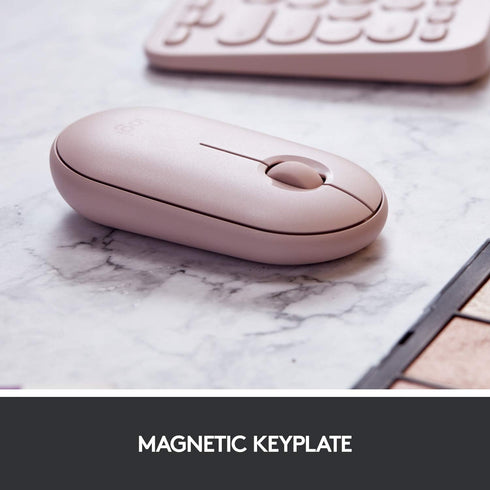Logitech Pebble Wireless Mouse, Bluetooth or 2.4 GHz Receiver, Silent Slim Computer Mouse with Quiet Clicks for