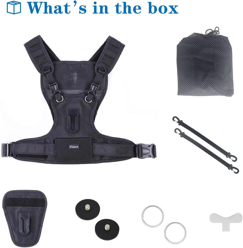 Nicama Dual Shoulder Camera Harness - Carrier Chest Vest for 2 Cameras with Safety Straps