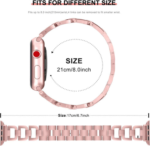 OULUCCI Compatible Apple Watch Bands for Women, 42mm 41mm 40mm 38mm, iWatch Series 10-1, D-Shape Stainless Steel Strap