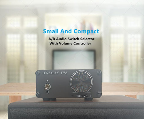TENEALAY FV2 HiFi RCA Passive Preamp Stereo Audio Preamplifier with Volume Control, A/B Audio Switch selector