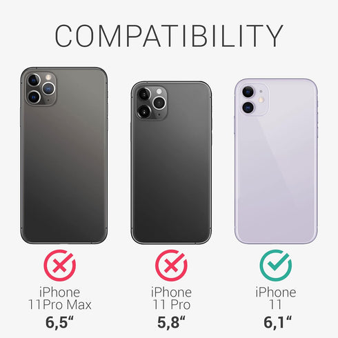 kwmobile 11 Case Compatible with Apple iPhone Case - TPU Phone Cover with Credit Card Holder - Dark Green
