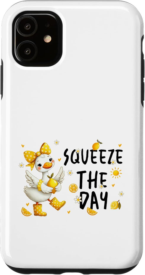 Citrus Cheer Creations Happy Duck Lemon Citrus Whimsical Daisy Spring Design Case for iPhone 11