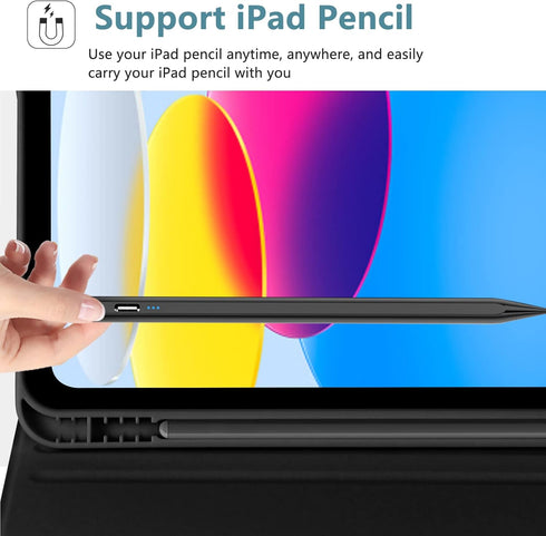 MMK Keyboard Case for iPad 10th Gen 10.9" 2022, Detachable Bluetooth Keyboard & Pencil Holder, Black