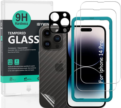 Ibywind Screen Protector for iPhone 14 Pro 6.1", with Metal Camera Lens Protector, No Bubble, Easy to Install