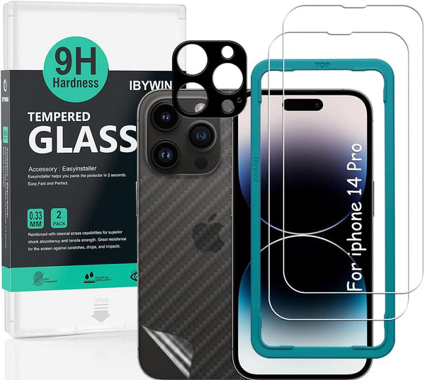 Ibywind Screen Protector for iPhone 14 Pro 6.1", with Metal Camera Lens Protector, No Bubble, Easy to Install