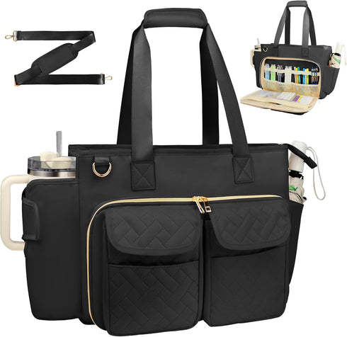 Covkev Teacher Tote Bag with 15.6 Inch Laptop Compartment, Soft Nylon Teacher Utility