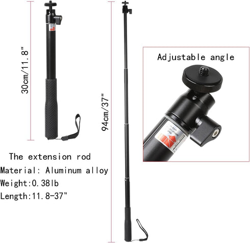 Leenconghui 37inch 3 Selfie Stick Gimbal Extension Pole+Tripod Mount Kit fit for DJI Osmo Pocket