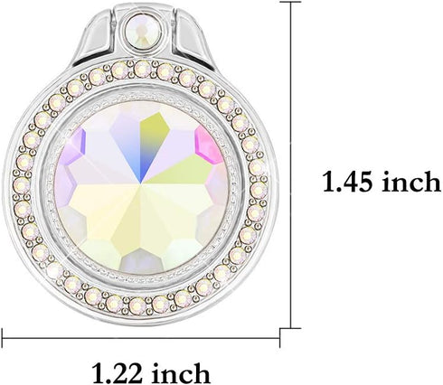 Glitter Bling Bling Phone Ring Holder, Sparkle Artificial Diamond Stand, Rhinestone Finger Ring for Phones, Pad (Silver)
