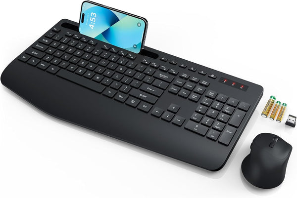 Wireless Keyboard and Mouse Combo, Ergonomic 2.4G Lag-Free Keyboards Mouse Set for Computer, Laptop, PC, Mac