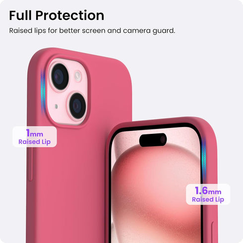 ORNARTO 15 6.1, 3 6.1 Inch, Compatible with iPhone Case Slim Liquid Silicone Layers Full Covered Soft Gel Rubber Phone