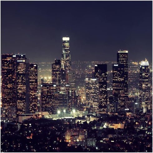Laeacco City Backdrop 8x8FT Modern City Night View Photography Backdrops Urban Cityscape Lights