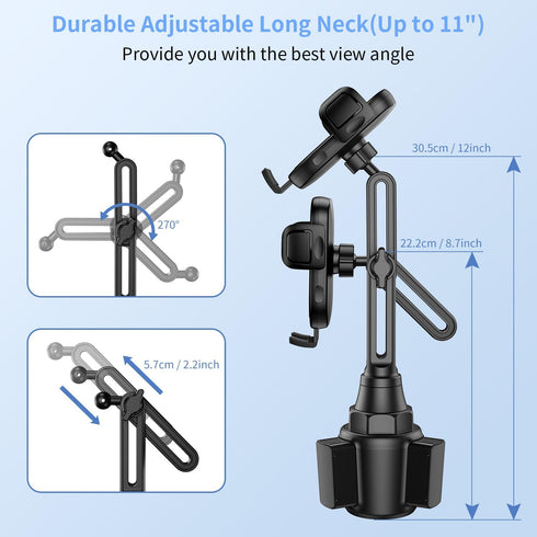 Cup Phone Mount for Car, Upgraded Universal Cradle Holder with Adjustable Neck for iPhone, Samsung, and More