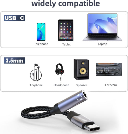 2Park USB Type C to 3.5mm Headphone Jack Adapter,USB C to Audio AUX Cable Dongle Cord Compatible with iPhone 15 Series, Pixel 4 3 2 XL,Samsung Galaxy Ultra + Note 20 S and More