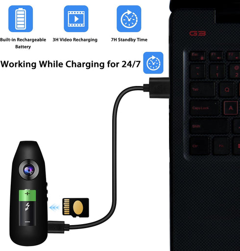 Bextgoo 1080P 32GB 7HR Body Camera, Body Cam, FHD, Built-in TF Card, Battery Life, Night Vision, Time Stamp,Back Clip