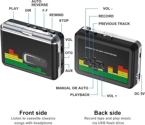 Cassette MP3 Cassette Mersoco USB Player Tape to Converter, Portable Tape Player to Digital Converter with Earphones