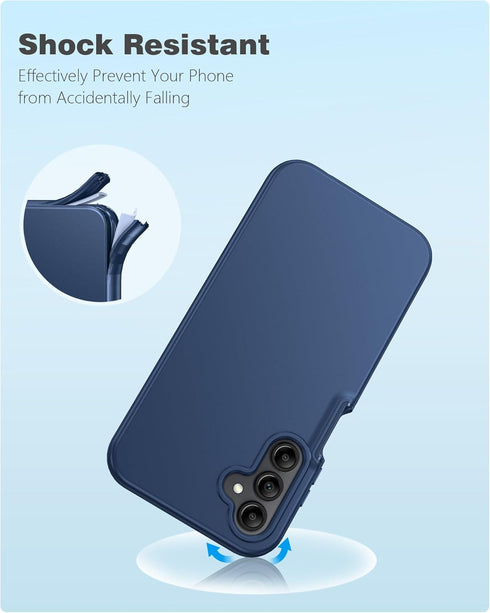 FNTCASE Samsung Galaxy A15-5G Case, Rugged Shockproof Silicone Cover with Built-in Screen Protector (Blue)