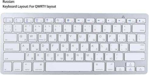 Silent Slim Bluetooth Keyboard for iOS, Android, Windows, Smart TV, and BT Devices (Russian)