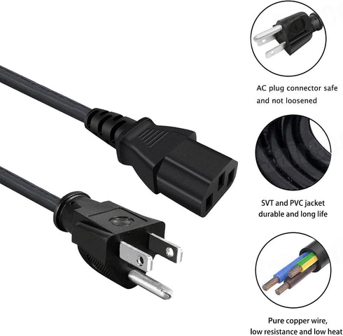 Saireed F2000 C1000 8ft Power Cable Replacement for Anker SOLIX Portable Power Station AC Cable